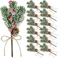 thumbnail image 2 of Dalrosia 12PCS Christmas Tree Picks with Sprays Artificial Snow,White Berries Stems Pine Branches Cones Holly for Xmas Decor Wreath Garland Crafts Vase Tree DIY Ornaments, 2 of 7