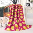 thumbnail image 2 of Yellow Lemon Fruit Slices Pink Pattern Blanket,Comfortable Soft Flannel Throw Blanket,All Season,Warm Lightweight Blankets for Sofa Bed Couch Living Room Chair,60"x80", 2 of 4