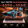thumbnail image 4 of 15.6" IPS FHD Gaming Laptop, AMD 8 Cores Ryzen 7 7735HS (Beats i7-12650H Up to 4.75GHz) 32GB DDR5 RAM 1TB SSD AMD Radeon 680M GPU-Computer with 100W Type-C Backlit Keyboard Fingerprint, RoseGold, 4 of 7