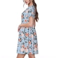thumbnail image 2 of Honeii Rose Flowers Print Women’s Short Sleeve Dress, Comfortable Casual Dress, Soft Polyester Spandex Blend, Stylish Everyday Wear for Summer, Perfect for Travel and Vacation, 2 of 6