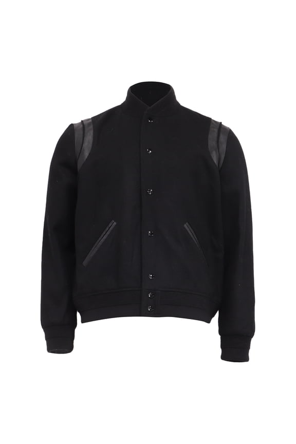 Pre-Owned Saint Laurent Teddy Bomber Jacket in Black Wool