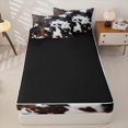 thumbnail image 4 of Manfei Rustic Cow Print Zipper Full Size Comforter Sets with Fitted Sheet and 2 Pillowcases,Abstract Animal Spot Zipper Bedding Set,Black Brown,Reversible, 4 of 7