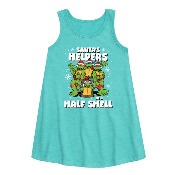 Teenage Muntant Ninja Turtle - Santas Helpers In A Half Shell - Toddler and Youth Girls A-line Dress