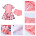 thumbnail image 4 of IBTOM CASTLE Toddler Girls Swimsuit Short Sleeve Zipper Swimdress + Shorts Two Piece Bathing Suits for Kids Teens Beachwear Swimwear 5-6 Years Light Pink, 4 of 8