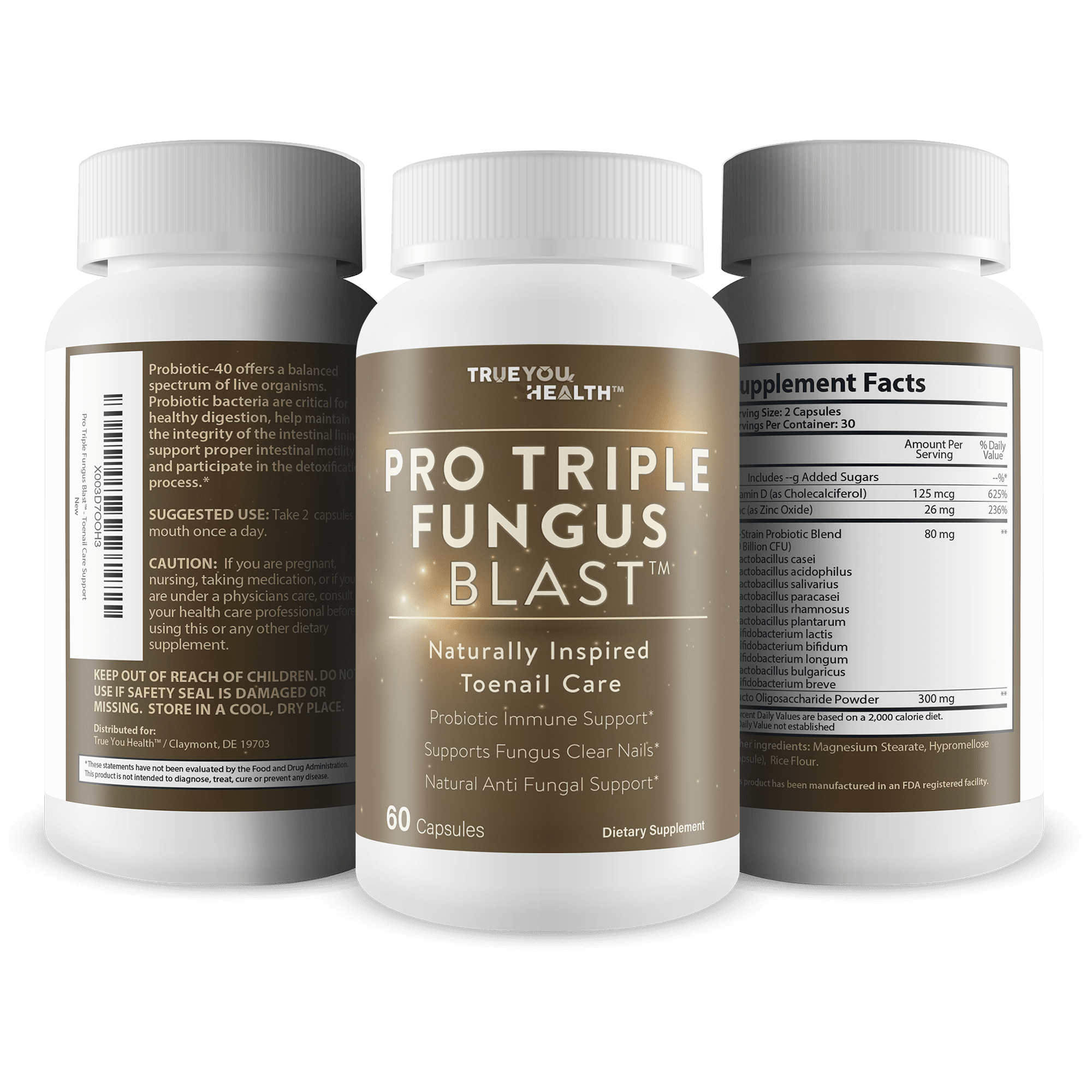 Pro Triple Fungus Blast - Probiotic Fungus Fighter - Health Support To Aid Natural Inhibition Of Toe Nail & Foot Fungus - Help Clear Nails & Feet & Keep Them Clear With Regular Health Support
