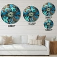 thumbnail image 4 of Designart 'Fractal Blue Flowers ' Modern wall clock, 4 of 4