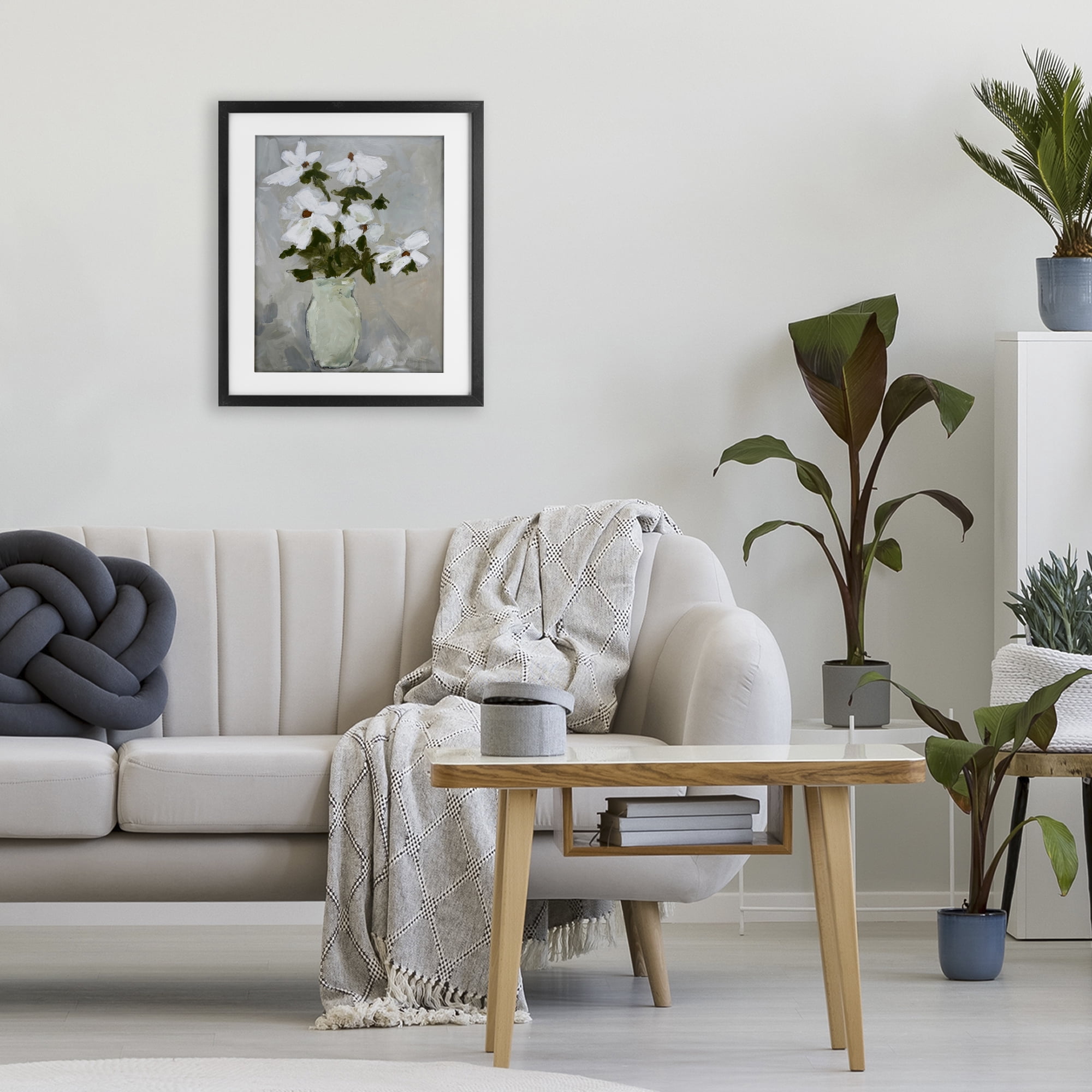 Stupell Industries Cosmos Flowers Serene Rustic Vase Black Framed Print Under Glass, design by Chloe Elliot