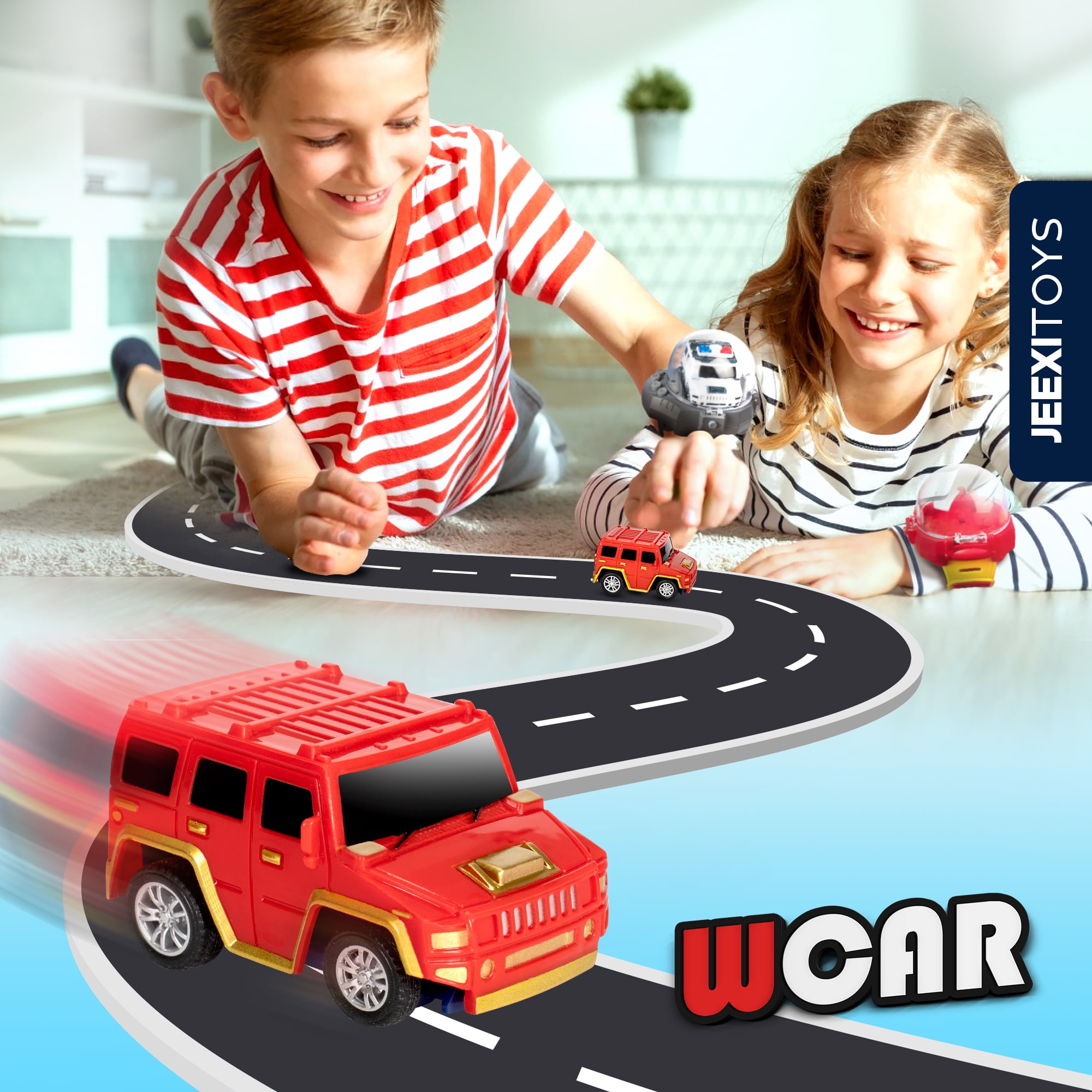 JEEXI Mini RC Car Watch Set for Kids – Wearable Remote Control Cars, LED Lights, Wrist-Mounted Controllers –  Toy Cars for Boys & Girls, Fun Parent-Child Playtime - 2 Pack (Red & White)
