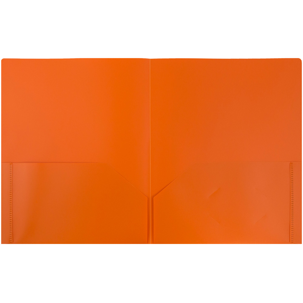 JAM Plastic 2 Pocket School POP Folders, Orange, 6/Pack