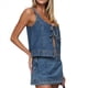 thumbnail image 3 of Conjunto de Dos Piezas de Mezclilla para Mujer: Top Sin Mangas con Lazo y Pantalones Cortos, Chándal Y2K, Conjunto de Dos Piezas de Jeans, Conjuntos de Vacaciones Azul M, 3 of 10