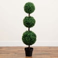 thumbnail image 4 of Nearly Natural Potted Triple Ball Boxwood Artificial Topiary Tree - 4', 4 of 7