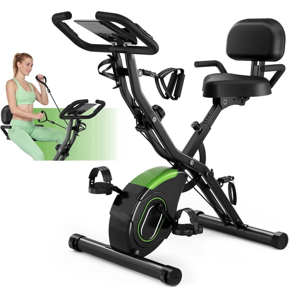 Exercise Bike,5 in 1 Foldable Stationary Bike,16 Level Magnetic Resistance,330 LB Capacity,Low Noise Home Office Indoor Cardio Equipment