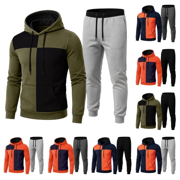 Urbanix Men's Track Suits 2 Piece Set Casual Big and Tall Drawstring Hoodies Sweater with Pockets & Funky Lightweight Soft Athletic Pants White XL