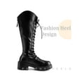 thumbnail image 5 of BLISSFUL STEP LPlatform Lace Up Block Heel Knee High Combat Boots for Women Black (Size 6), 5 of 7