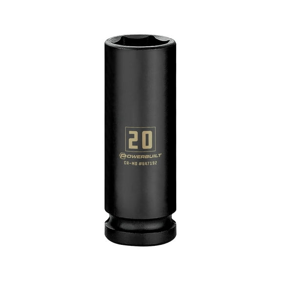 Powerbuilt 1/2 Inch Drive x 20 MM 6 Point Deep Impact Socket - 647192