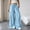 Light Blue, variant on FEIIBMOYRIA Women Pants Elastic Drawstring Waist Crinkle Textured Wide Leg Long Pants Loose Fit Soft Casual Vacation Lounge Daily Wear Trousers with Double Side Pockets