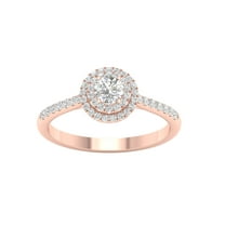 Imperial 1/2 Ct TDW Round Diamond Double Halo Engagement Ring in 10K Rose Gold (H-I, I2)