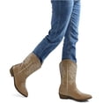thumbnail image 4 of Pennysue Women's Western Cowboy Boots Light Brown Mid-Calf Pointed Toe Booties For Girl 6.5M, 4 of 6