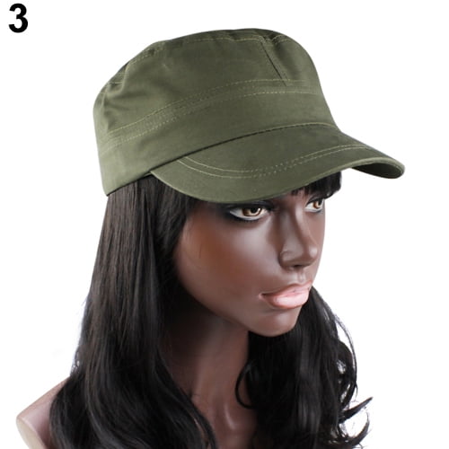 Vintage Army Patrol Cap - Washed Cotton Flat Top Hat, Adjustable 56-59cm (Khaki) - View #12