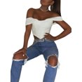 thumbnail image 2 of Douhoow Women PU Leather Vest Mesh Yarn Suspender Strap Crop Top Zipper Off Shoulder Tank Tops, 2 of 7