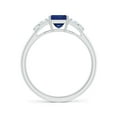 thumbnail image 2 of ANGARA Natural Square Sapphire & Baguette Diamond Rectangle Link Ring in 14K White Gold for Women (Size-5mm) | September Birthstone, Anniversary, Jewelry Gift for Women | Natural Blue Sapphire Ring, 2 of 8
