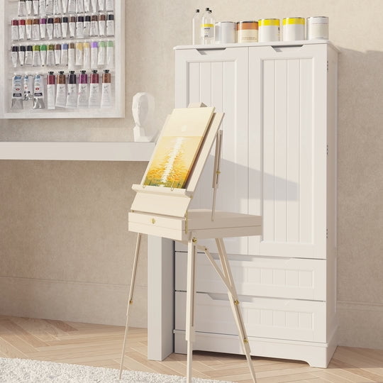 Aiho 47" H Kitchen Pantry Cabinet with 2 Doors and 2 Drawers, Solid & Sturdy, Storage Cabinet for Entryway, Kitchen - White