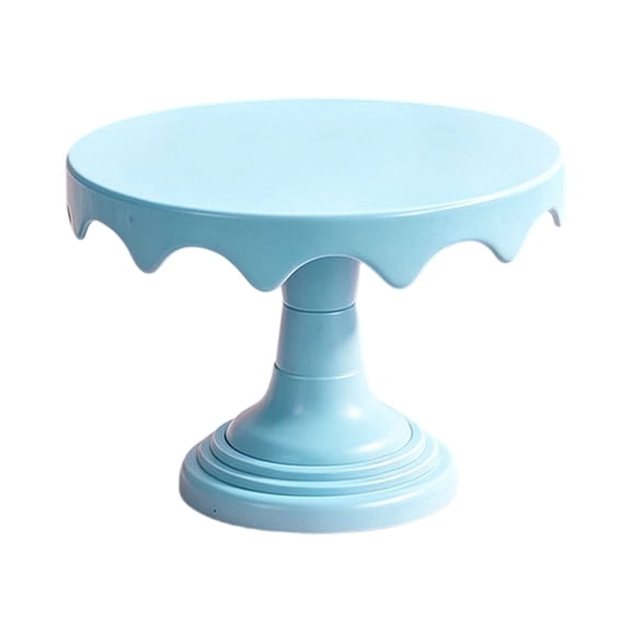 Round Pedestal Cake Stand With Scalloped Edge, Elevated Dessert Display Rack For Cupcakes And Pastries, Decorative Serving Tray For Kitchen Counter And Party Table,Blue - 17X23 Cm