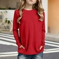 thumbnail image 2 of Teen T Shirts for Boys Red Long Sleeve T-Shirt with Pockets Girls Basic Crewneck Tops Fall Clothes Boy T-Shirts Size 11-12 Years, 2 of 5