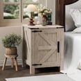 thumbnail image 2 of GarveeHome Rustic Farmhouse Nightstand with Charging Station, Barn Door & Adjustable Storage Shelf, Wooden Small Table, Grey/2PCS, 2 of 8