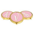 thumbnail image 4 of Koyal Wholesale Gold Compact Mirror Bridesmaid's Wedding Gift, Blush Pink Faux Gold Glitter, Monogram Letter V, 1-Pack, 4 of 5