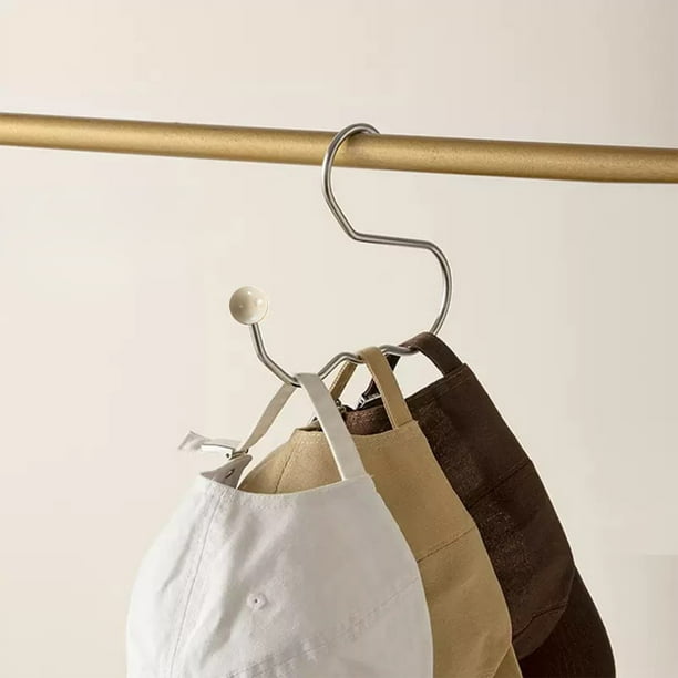 Perchero metálico para guardar sombreros y ropa | Organizador multifuncional para gorras, bolsos y accesorios | Gancho de pared que ahorra espacio | Opciones en dorado, plateado y blanco