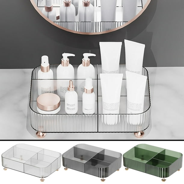 Organizador de maquillaje de gran capacidad para tocador y baño - almacenamiento acrílico para cosméticos con cajones para cuidado de la piel, pintalabios, pinceles, escritorio o cómoda
