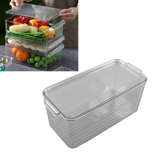 Spptty Plastic Storage Box, Food Cabinet Integrated Feet Portable For Pantry For Kitchen For Refrigerator