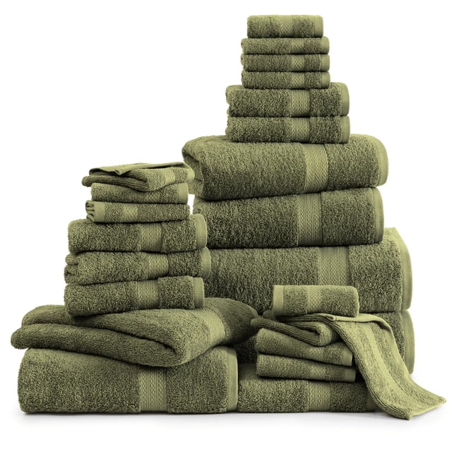 Juego de toallas LANE LINEN 100% algodón, 24 piezas, para baño, color verde