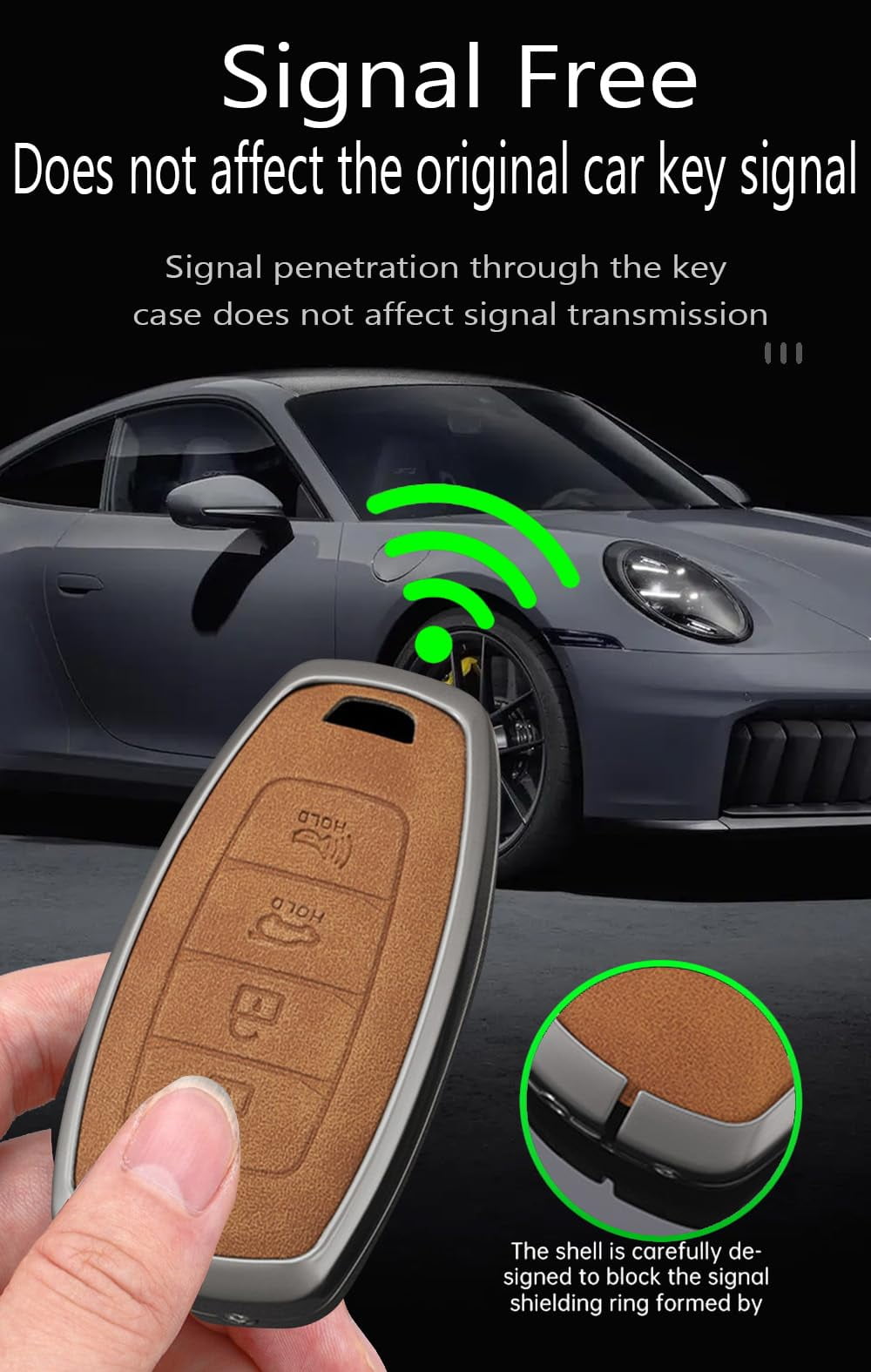 Key Fob Cover with keychain, Zinc Alloy Car Key Fob Case Compatible with Hyundai i30 ix25 Ix35 Elantra Encino Kona Solaris Azera Grandeur Ig TM Accent Santa Fe Palisade 4 Button Key Protector Holder