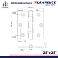 thumbnail image 4 of Embassy 4” x 4” Ball Bearing Door Hinge Heavy Duty Hinges Polished Brass with Urn Tips, 4 of 9