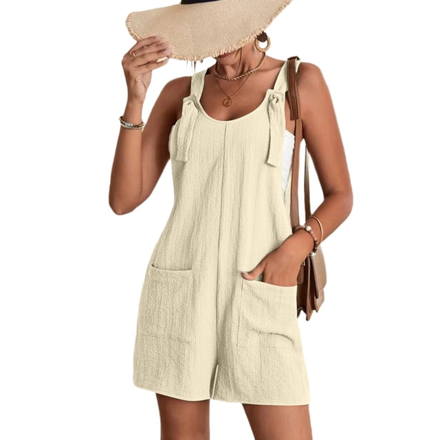 WIFORNT Combishort Décontracté pour Femmes Couleur Unie Sans Manches Col Halter Vêtements d'Été