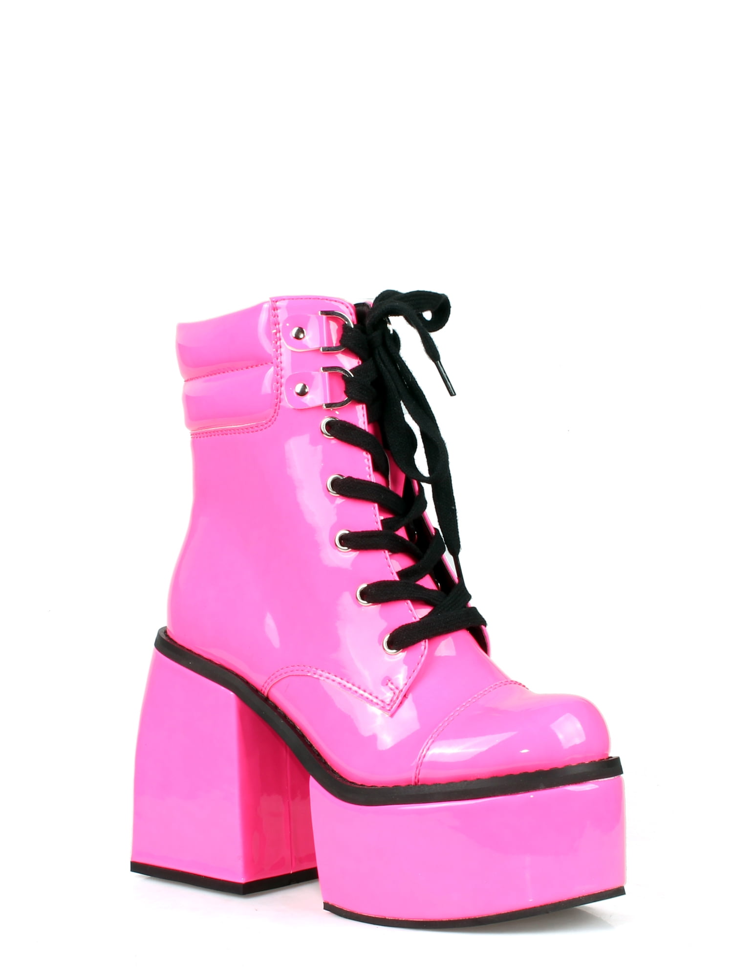 Platform Block Heel Mid Calf Boots 