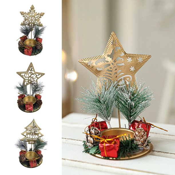 Xihbxyly Ofertas Relámpago Del Día Prime Solo Hoy Candelabros Navideños, Vitrinas de Hierro Forjado Dorado, Árboles de Navidad, Piñas, Decoraciones, Ambientes, Bandejas para Velas