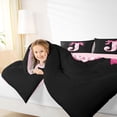 thumbnail image 3 of Erosebridal Pink Floral Letter J Bow Queen Comforter Set for Girls Women, Princess Bowknot Bedding Comforter Set, Reversible, 3-Piece, 3 of 6