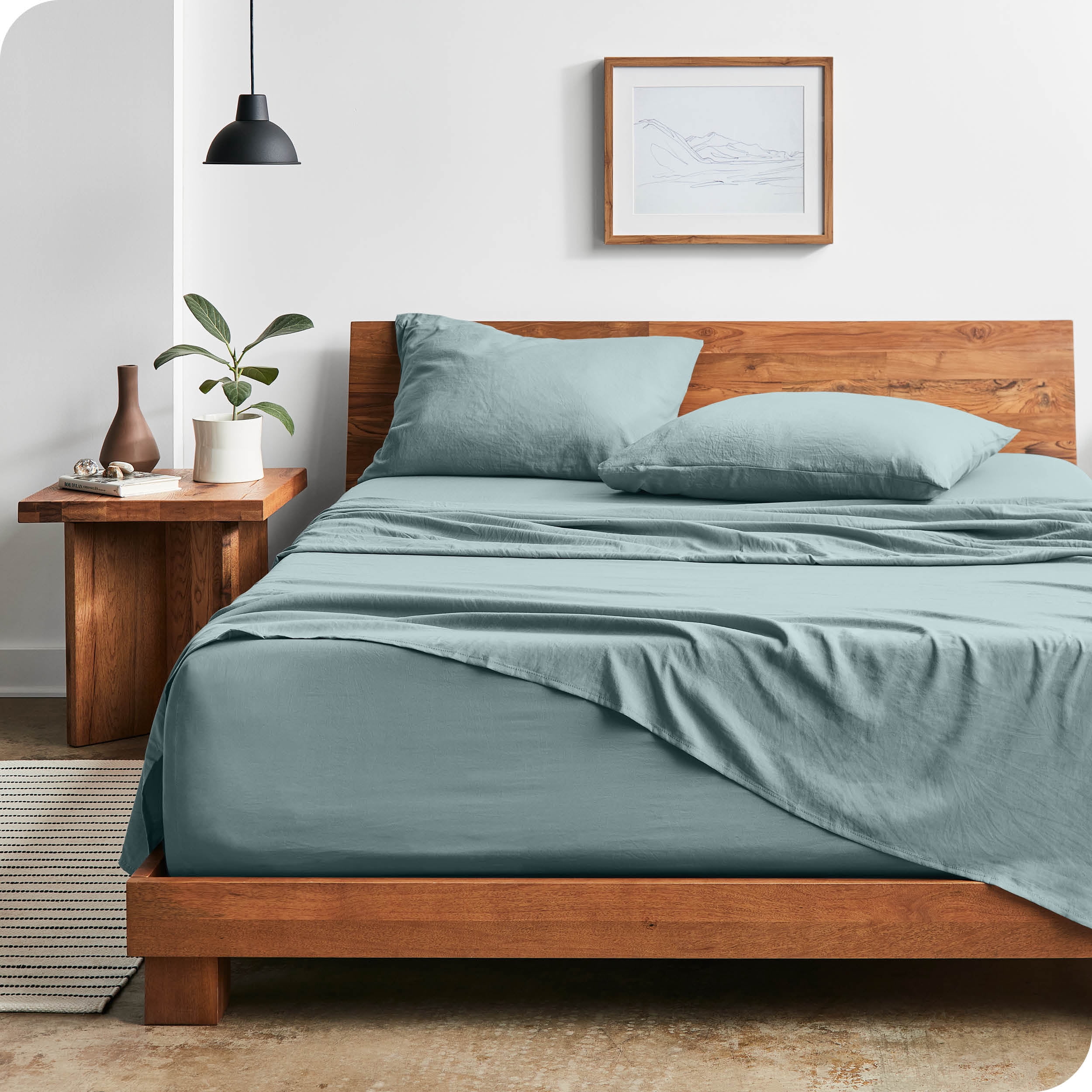 Bare Home Slate Sandwashed Microfiber Sheet Set, Wrinkle Resistant, Deep Pocket, Twin
