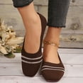 thumbnail image 5 of Coffee Women Comfortable Flat Shoes Hollow Fly Knit Slip On Coffee For Summer And Fall Outfits, 5 of 7