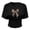 Black, variant on Girls' Large Leopard Print Bow Crop Top - Short Sleeve Ruched Casual Tee Size:3-4 Years
