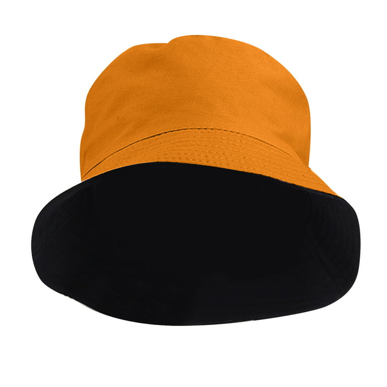 WEAIXIMIUNG Bucket Hats Bulk Black Unisex Double Side Wear Reversible  Bucket Hat Trendy Cotton Twill Canvas Sun Fishing Hat Fashion Cap Orange