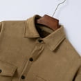 thumbnail image 5 of Summer Savings! Pitauce Men's Suede Jacket Lapel Collar Button Down Long Sleeve Shirts Vintage Hoodless Casual Loose Fit Top Coat with Pocket, 5 of 5