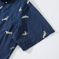 thumbnail image 4 of YIUME Hawaiian Shirt For Men Crane Print Short Sleeve Cotton Button Down - Blue, 4 of 8