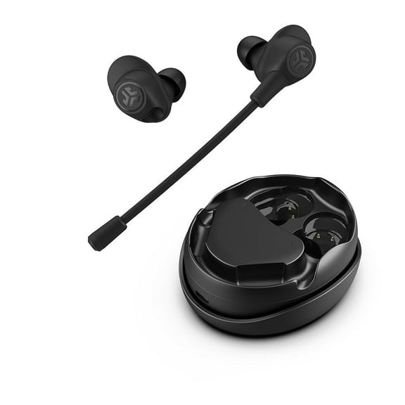 JLab Work Buds True Wireless Headset, Black, Detachable Boom Mic, 55  Hr Playtime, Multipoint