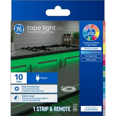 GE LED Tape Light, Color Changing, Plug-in, 10 Foot, Bedroom and TV Backlight Décor