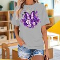thumbnail image 4 of Yopmin Butterfly T Shirts for Women Floral Crew Neck Summer Casual T Shirts Fashion Graphic Tees for Everyday Wear, 4 of 7