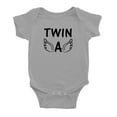 thumbnail image 2 of Twin A & Twin B White Baby Short Sleeve Twin Baby Bodysuit (Gray, 18-24M), 2 of 5